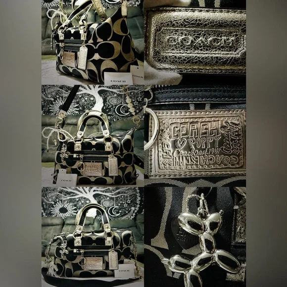 Vintage Coach soho shoulder bag Y2K Poppy Denim Coach Black and silver tote bag - Picture 9 of 17